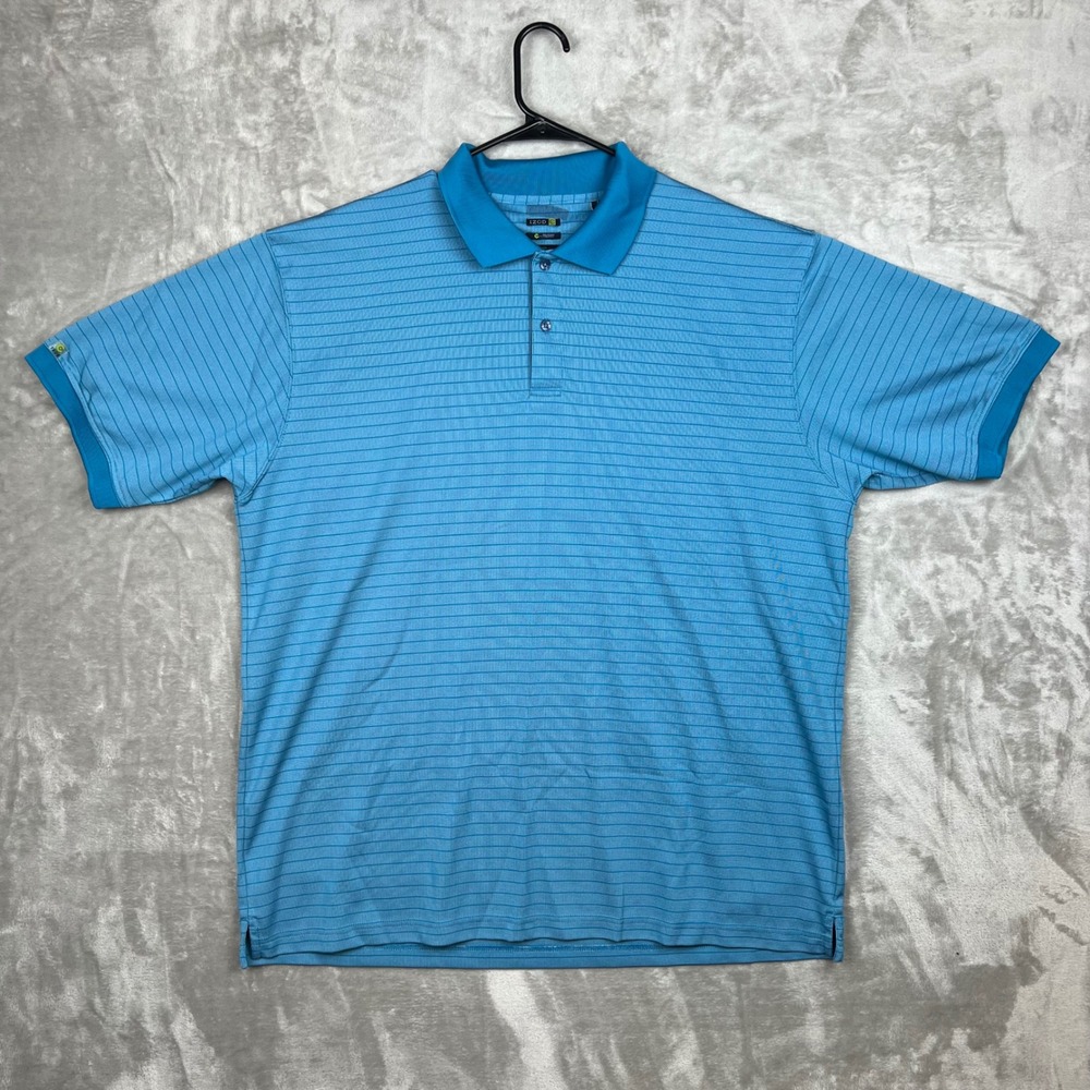 IZOD Golf Polo Shirt Men's XXLarge Blue Stripe Performance Short‎ Sleeve